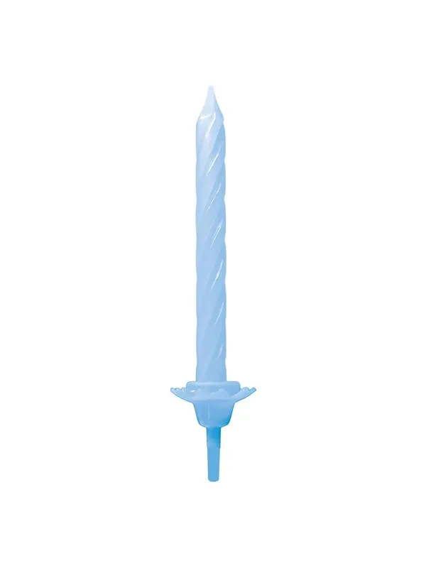 Globos Cake Candles with Holders Light Blue - 12 pcs.