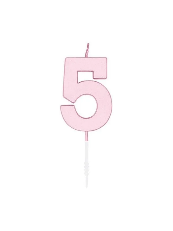 Globos Cake candle 4.5cm Pastel Pink no. 5