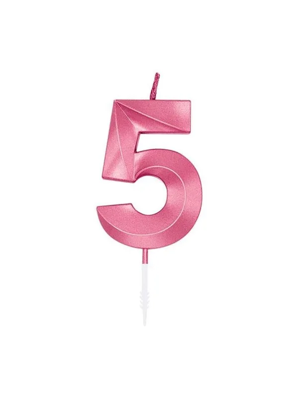 Globos Cake Candle 6cm Metallic Light Pink no. 5