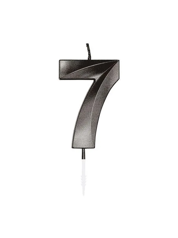 Globos Cake candle 6cm Metallic Black no. 7