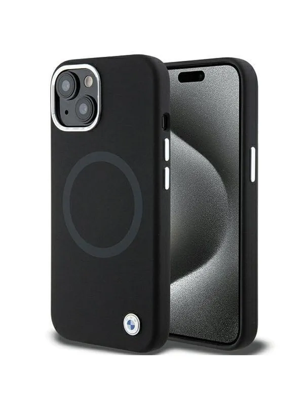 BMW Signature Liquid Silicone MagSafe case for iPhone 15 - black