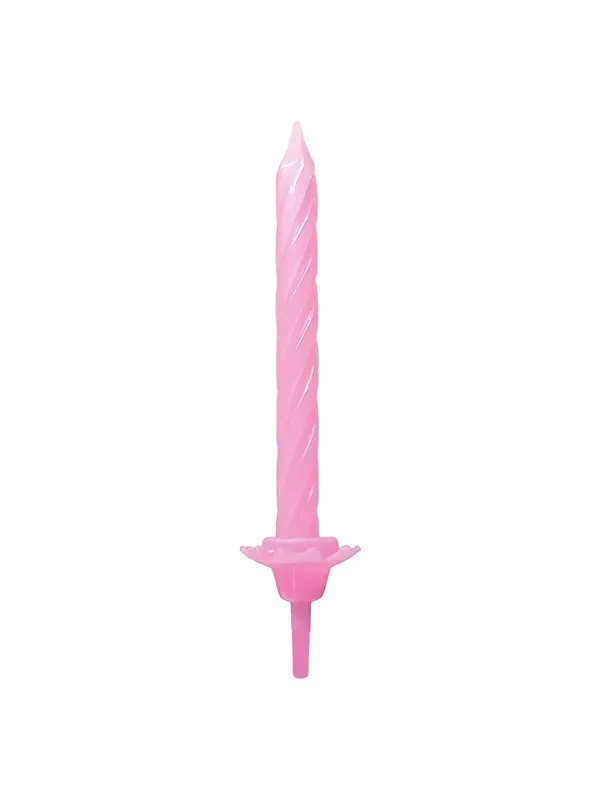 Globos Cake Candles with Holders Light Pink - 12 pcs.