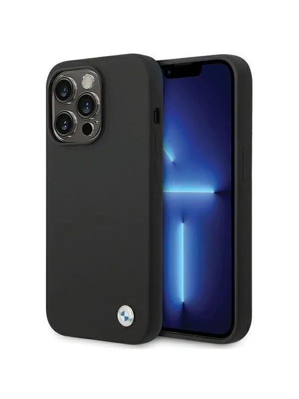 BMW Silicone Metal Logo case for iPhone 15 Pro - black
