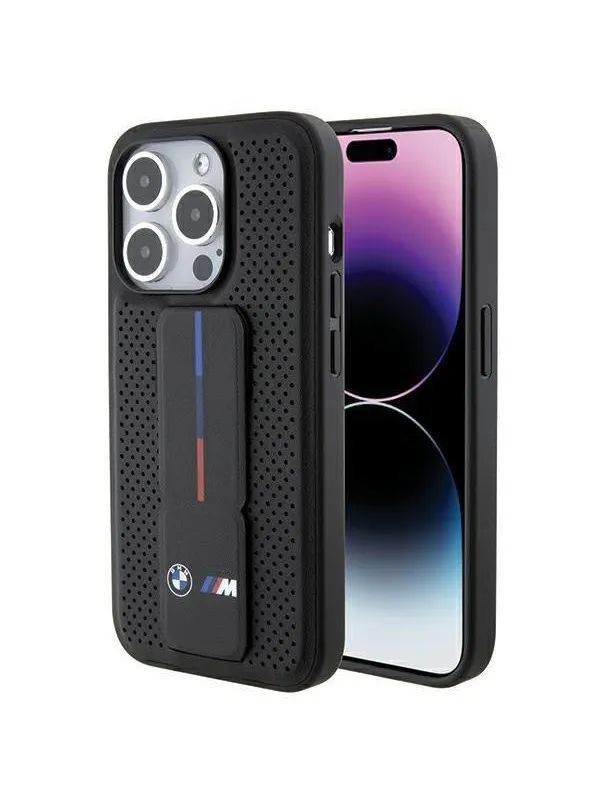 BMW Grip Stand Smooth & Perforated case for iPhone 15 Pro - black