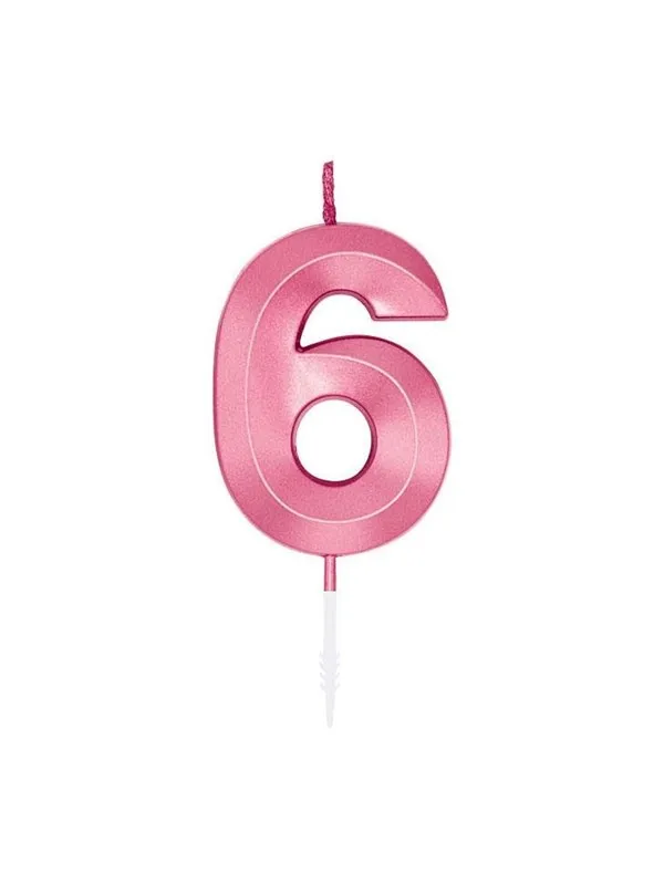 Globos Cake Candle 6cm Metallic Light Pink no. 6