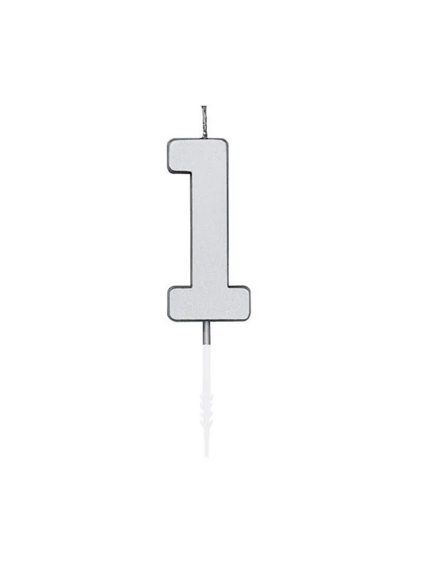 Globos Cake Candle 4.5cm Metallic Silver no. 1