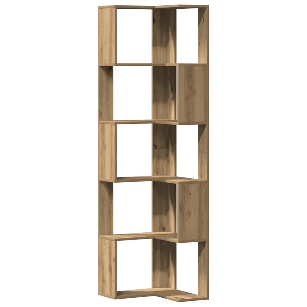 vidaXL Bokhylle hjørne 5 lag artisan eik 50x50x179 cm konstruert tre