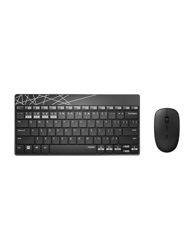 RAPOO 8000M - Tastatur & Mussett - Nordisk - Svart