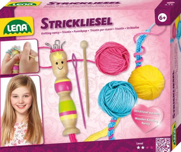 Lena Knitting Nancy, Strikkesett for barn, 6 år, Flerfarget