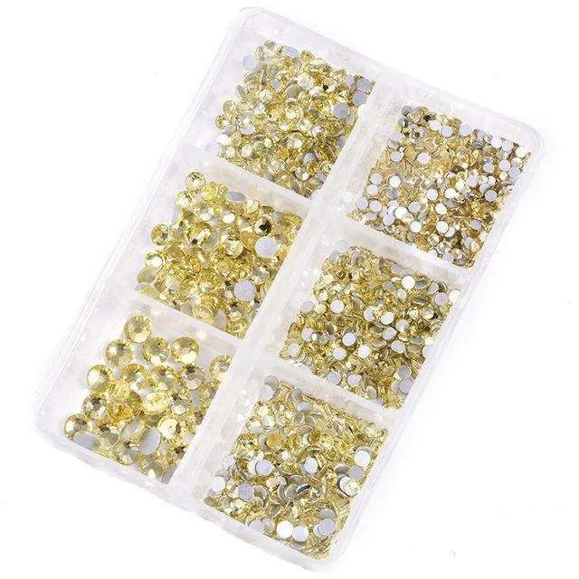 6 stk Rhinestone i forskjellige størrelser - Zirkon - Negledekorasjoner