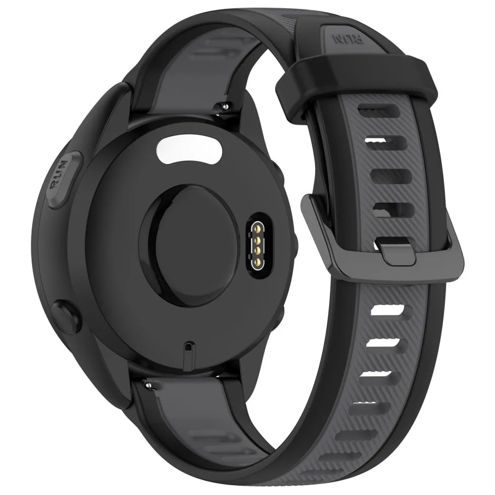 Huawei Watch GT 4 41mm / Garmin Venu 3S Silikonklokkebånd Dual-Color 18mm Teksturert stropp - Svart + Mørkegrå