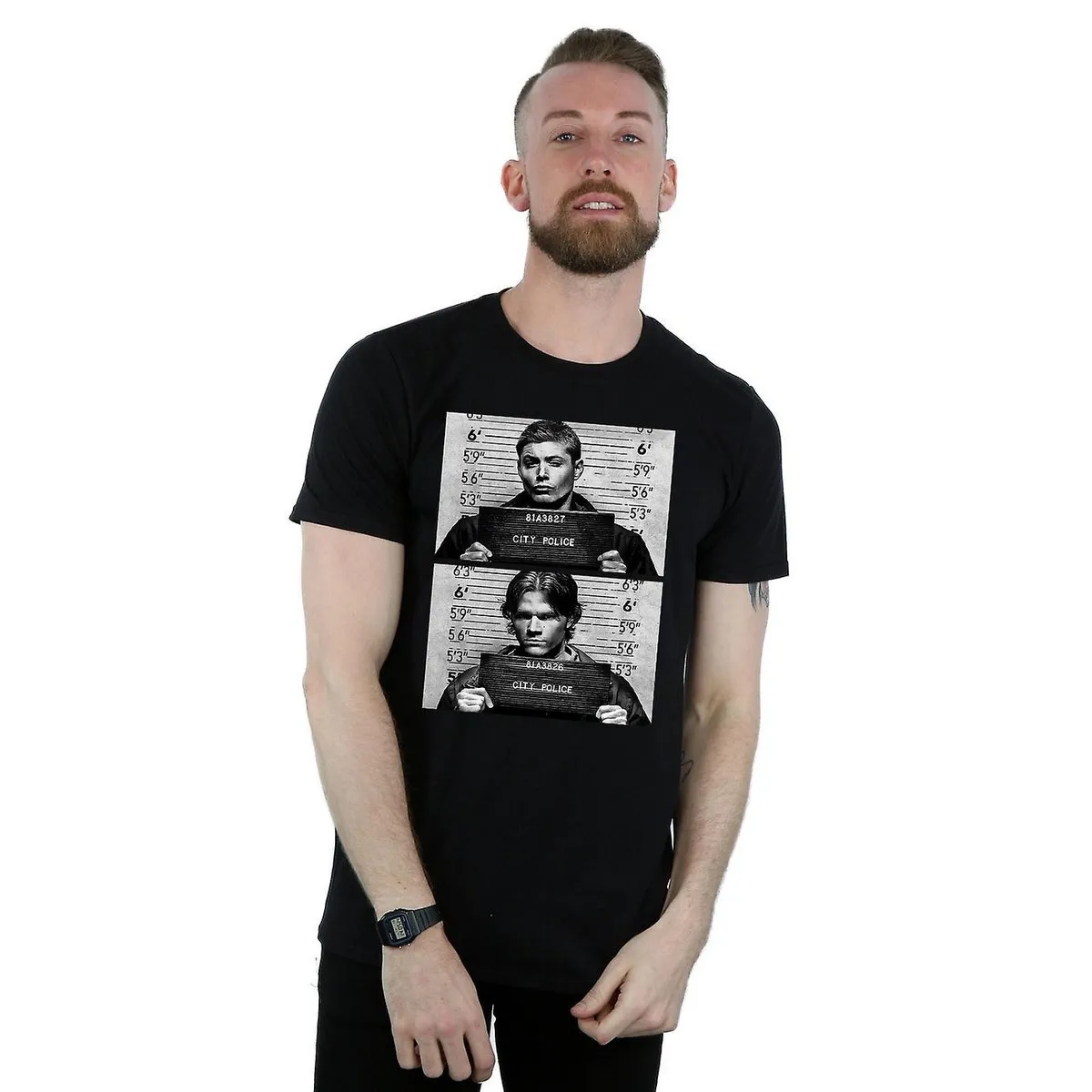 Supernatural Mens Winchester Mugshot Cotton T-Shirt