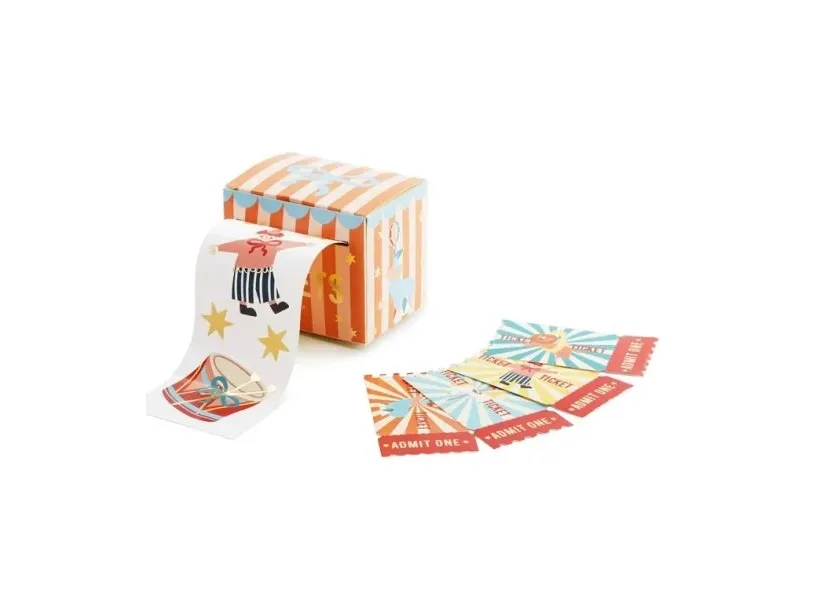 Cirkus entrebillet og stickers