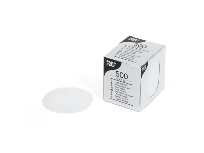 PAPSTAR bord-/serviettringer i papir, runde, Ø 8,5 cm, hvit - 500 stk (12296)