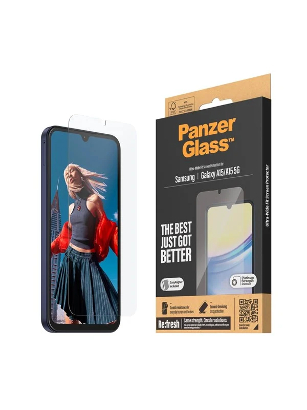 PanzerGlass Screen Protector Samsung Galaxy A15 | A15 5G | Ultra-Wide Fit w. EasyAligner