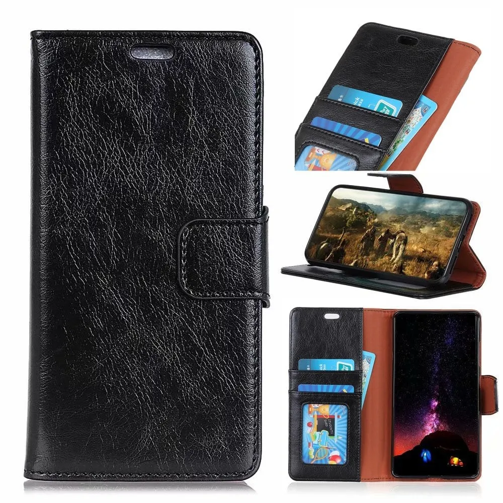 Skinn-etui i lommebok-stil for Samsung Galaxy S10e - Svart
