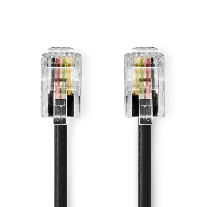 Nedis Telecom Cable | RJ10 Han | RJ10 Han | 5.00 m | Kabelutforming: Opprullet | Kabeltype: RJ10 | Sort | Konvolutt