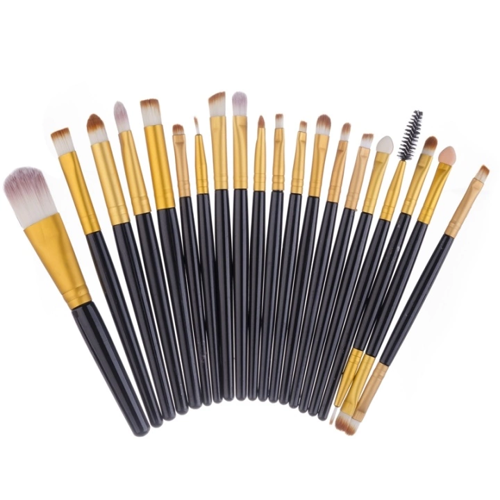 Profesjonelle skånsomme  sminkebørster 20-Pack, Black, Gold