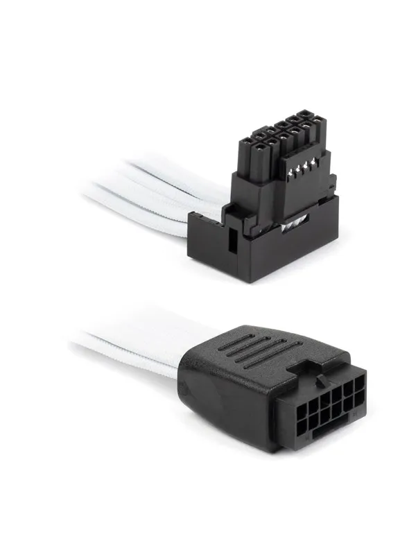 DUTZO Sleeved PCI-E 12V-2x6 forlengerkabel - låse stiften ned - Hvit