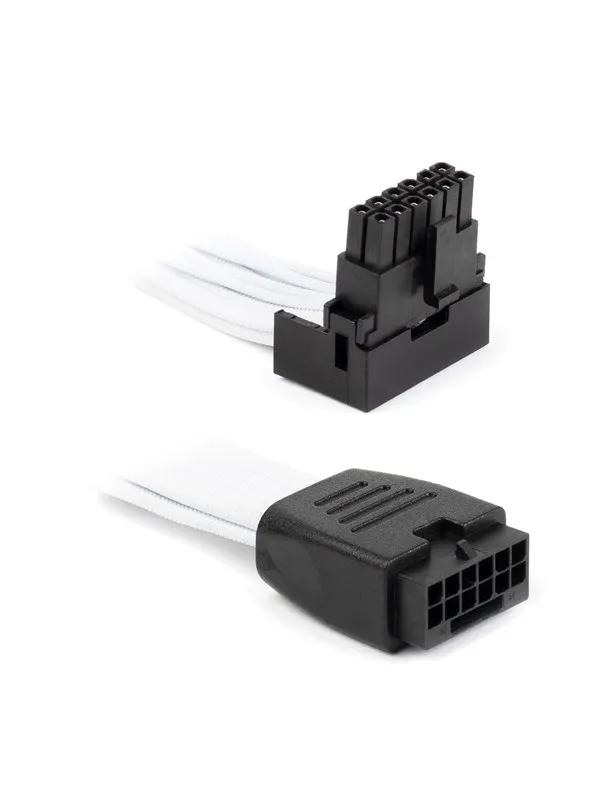 DUTZO Sleeved PCI-E 12V-2x6 forlengerkabel - låsestift opp - Hvit