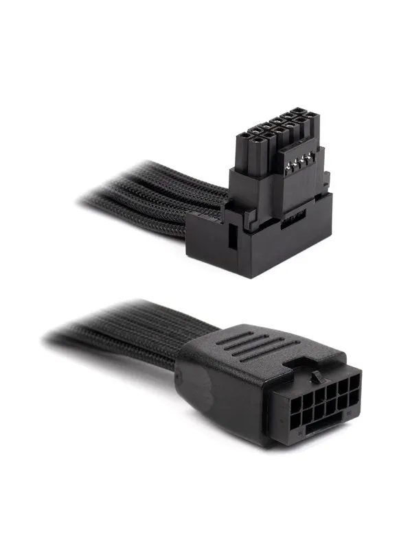 DUTZO Sleeved PCI-E 12V-2x6 forlengerkabel - låse stiften ned - Svart