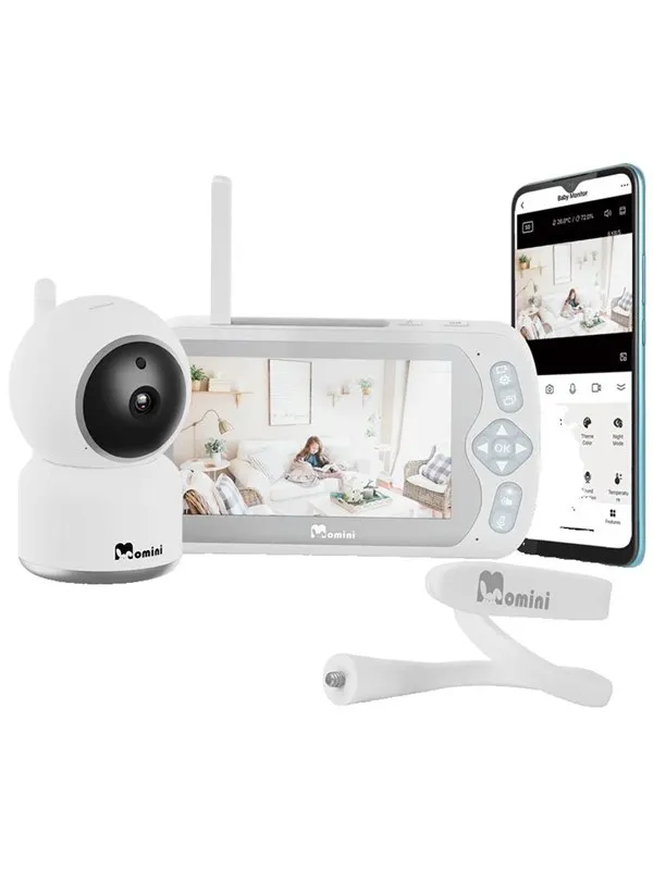 Momini BlissEye Baby Monitor with 5" HD Screen and Camera White