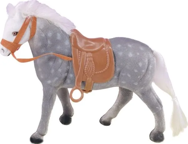 Plysjgrå prikkete hest (flocked)