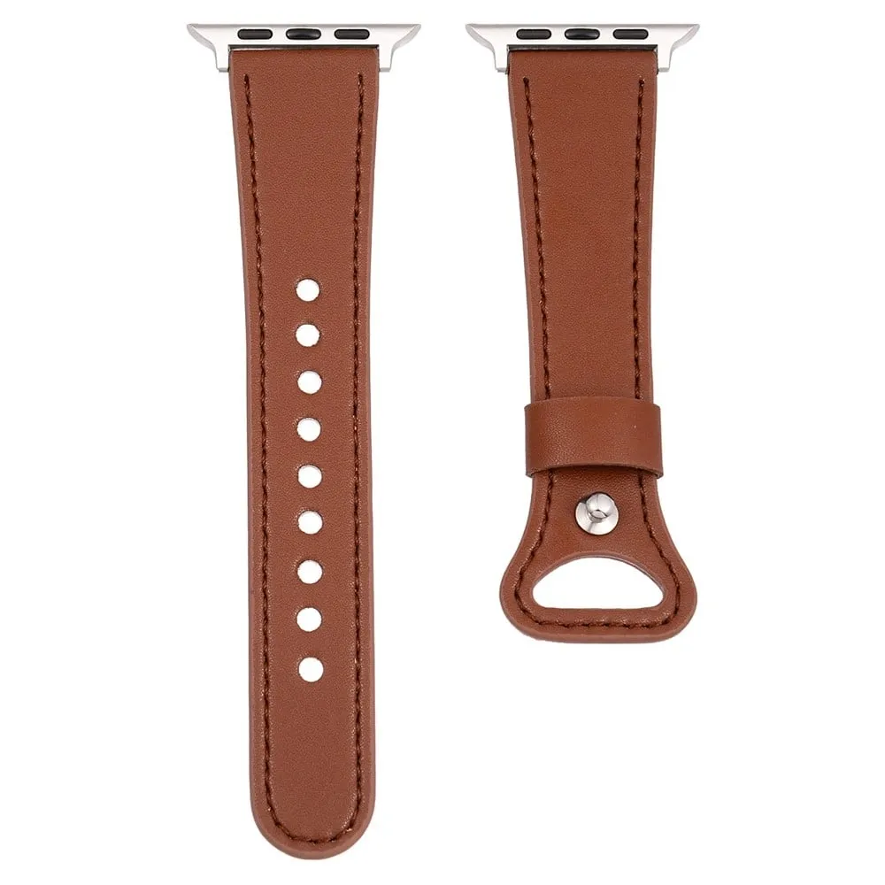 Apple Watch Series 41mm / 40mm / 38mm Cow Leather Watch Strap - Brun