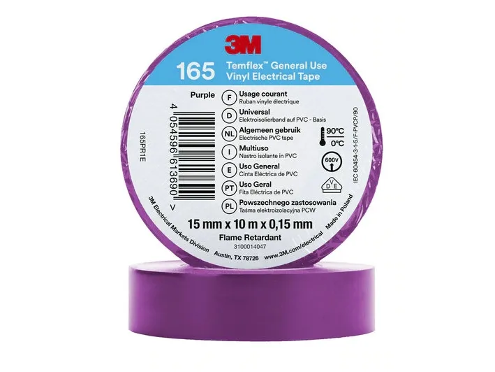 3M 165PR1E, 1 stykker, Fiolett, PVC, 600 V, Blister, 10 m