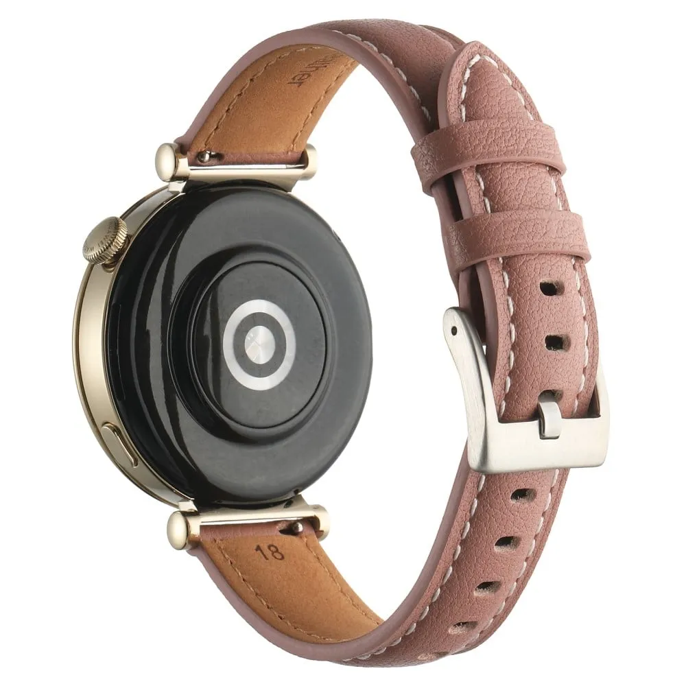18 mm klokkerem til Huawei Watch GT 4 41 mm / Garmin Venu 3S urrem i ekte kuskinn - Rosa