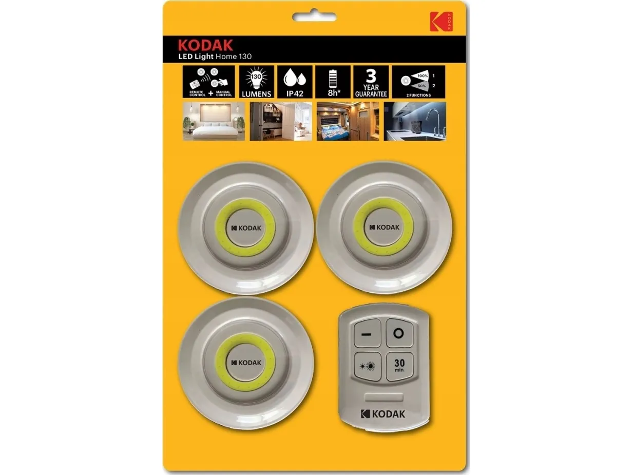 Kodak 3x Lamper Trådløse lamper Fjernkontroll Timer Kodak Home 130 - Hvid