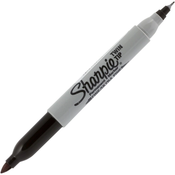 12-Pack Sharpie Twin Tip - Permanent markør, rund filtspiss/presisjonsmarkør, svart