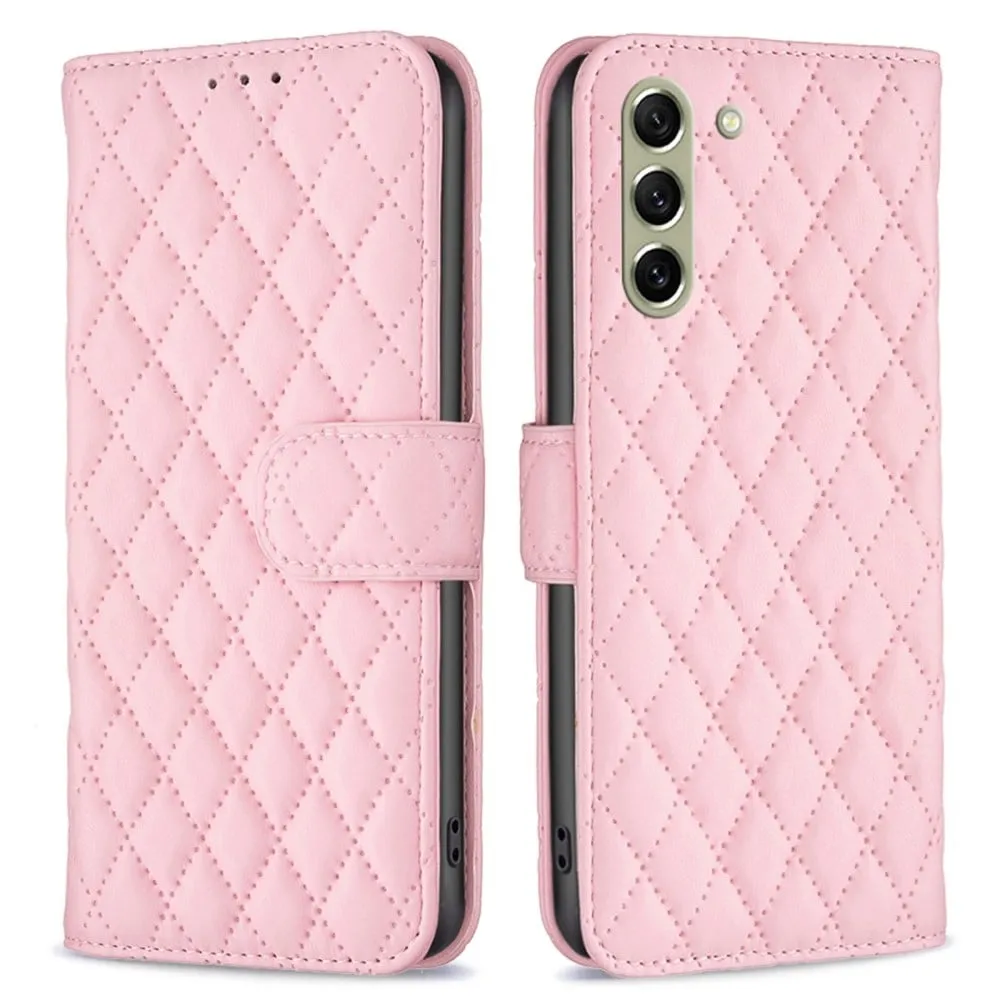 Rombemønster, matt flip-deksel for Samsung Galaxy S21 FE - Rosa