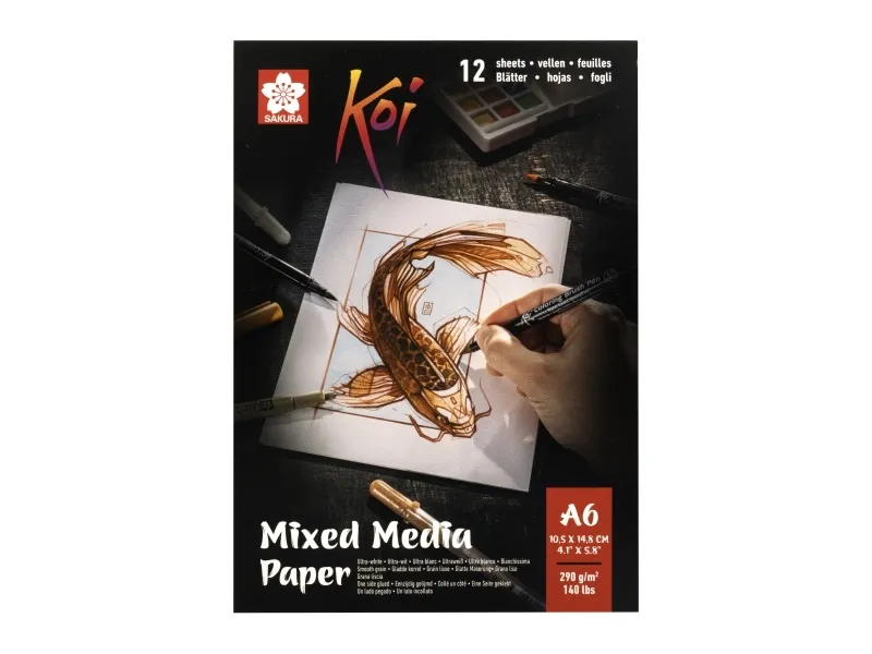 Sakura Koi mixed media papirblokk | 10,5 x 14,8 cm (A6), 290 g, 12 ark