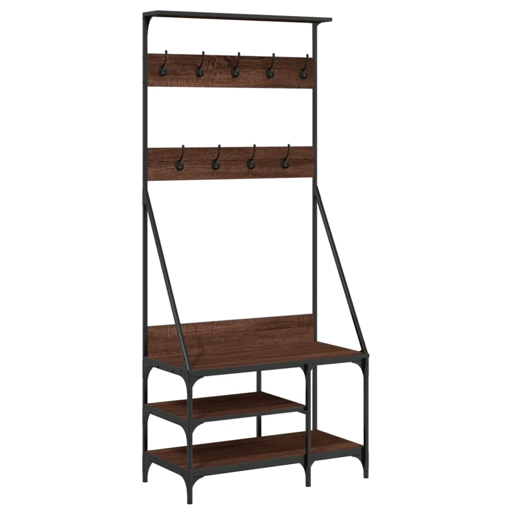 vidaXL Klesstativ med skooppbevaring brun eik 80x40x184 cm