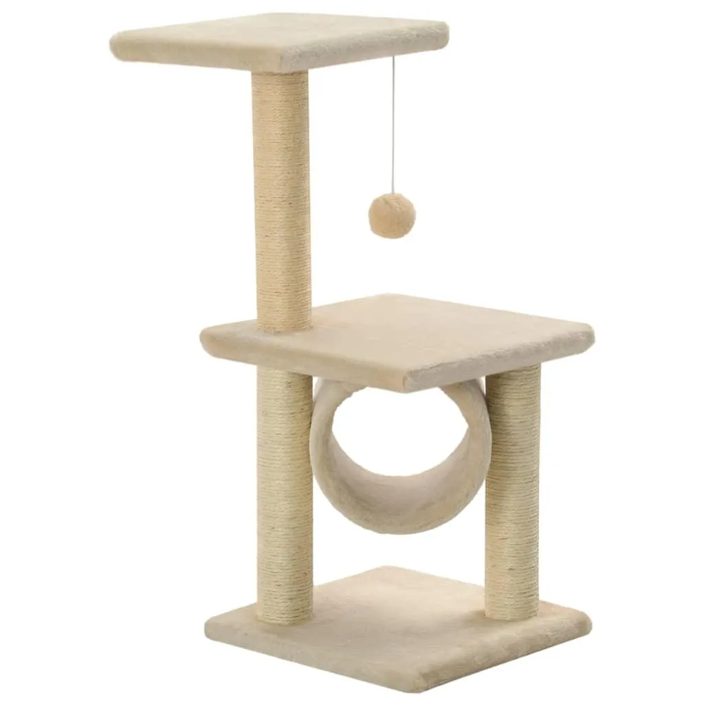 vidaXL Kattetre med klorestolper i sisal 65 cm beige