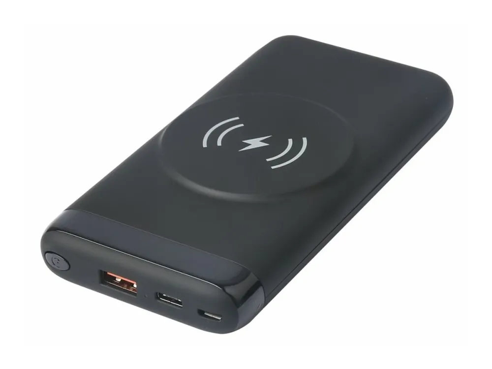 eSTUFF INFINITE - Trådløs nødlader - magnetisk lading - Li-pol - 10000 mAh - 37 Wh - 20 watt - 3 A - PD, QC 3.0 - 2 utgangskontakter (USB-type A, 24 pin USB-C) - svart