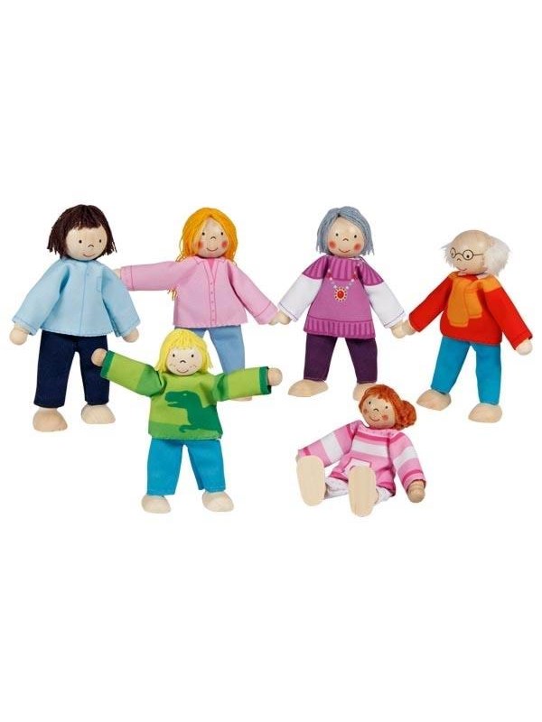 Goki Wooden Dollhouse Dolls Flexible Modern Family 6pcs.