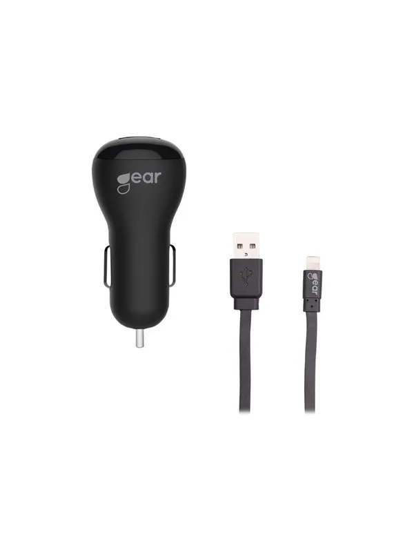 GEAR Charger 12V 1xUSB 1A Black Lightning Cable 1m MFI