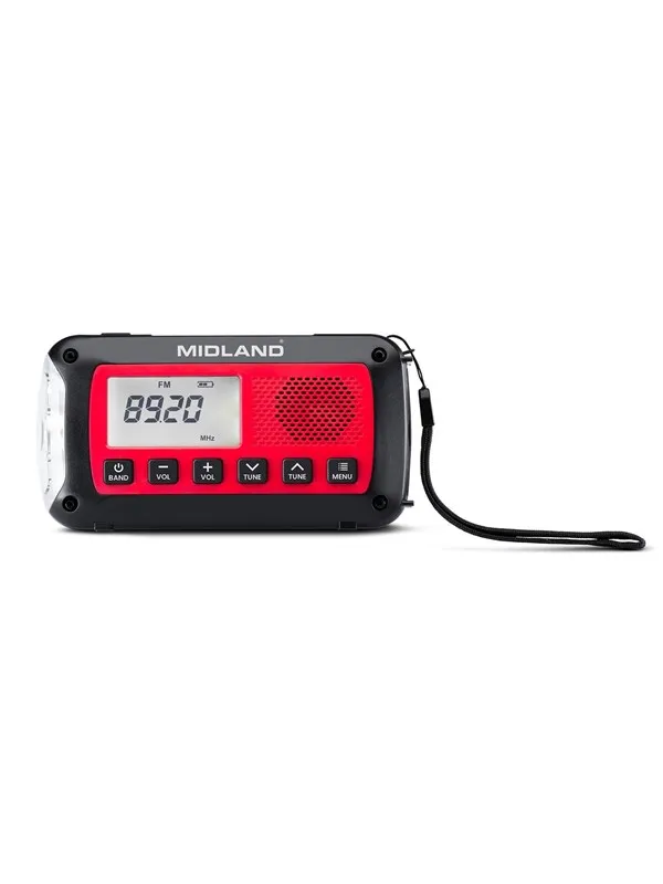 MIDLAND Emergency Radio Power Bank ER100 Red Black Nødlader - Rød