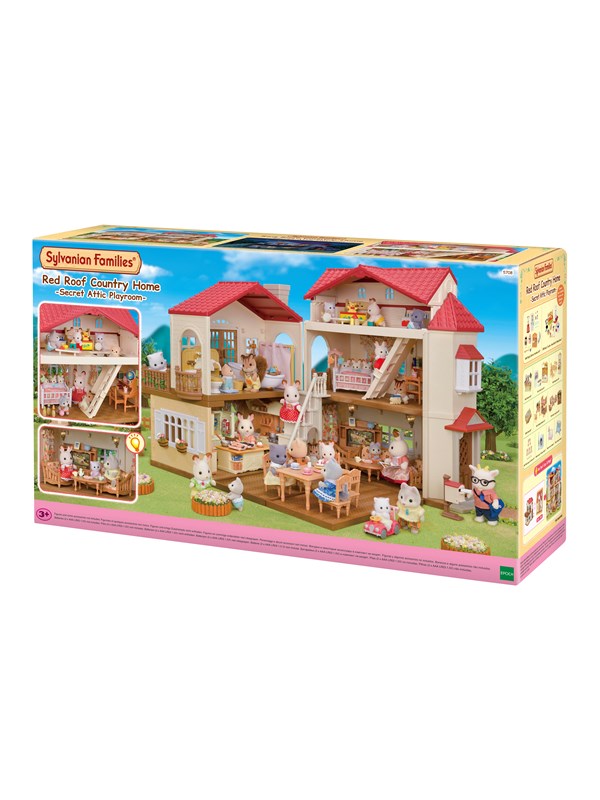 Sylvanian Families Landsted med rødt tak - Hemmelig lekerom på loftet...