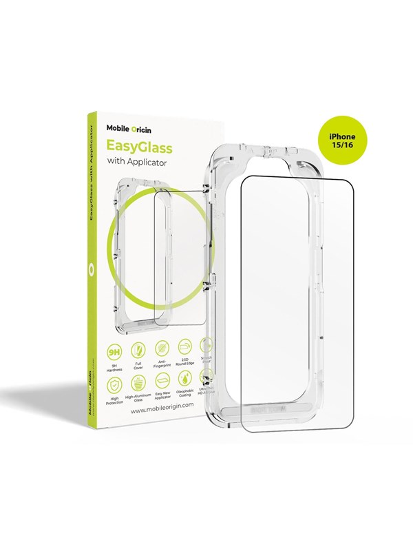 Mobile Origin EasyGlass with Applicator iPhone 15/iPhone 16