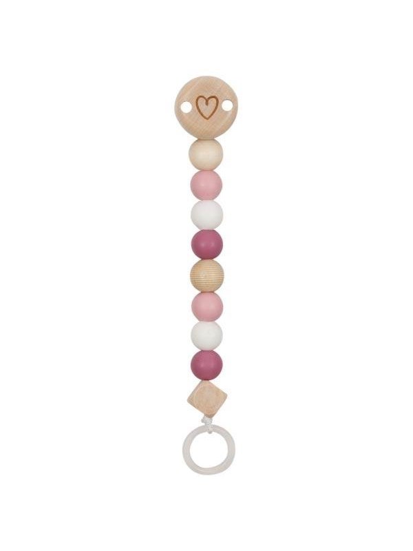 Goki Wooden Pacifier Chain Heart Pink