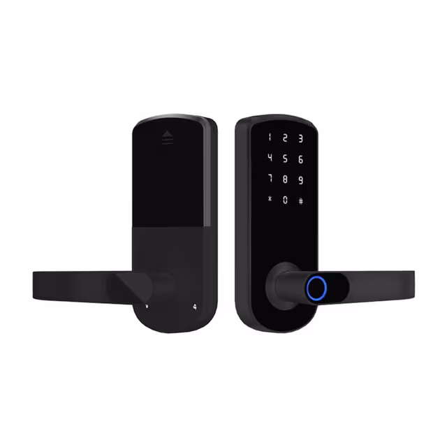 Smart Dørlås Fingeravtrykk Tuya - TTLock Bluetooth Biometrisk Nøkkelfri Inngang for Hjem, Leilighet, Hotell, Skole Black