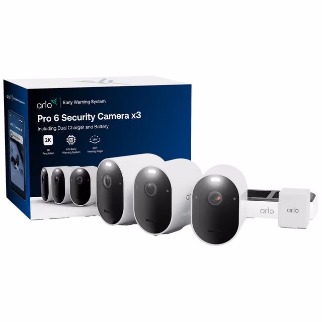 Arlo Pro 6 overvåkningskamerasett (3-pk, hvit)