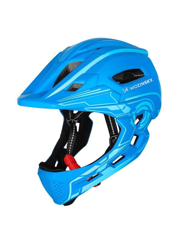 Wozinsky  Fullface Children's Bicycle Helmet with USB Rear Light 52-56 cm - Blue