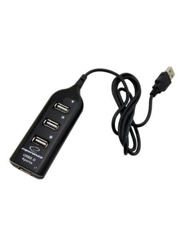 Esperanza EA116 USB-hub - USB 2.0 - 4 porter - Svart