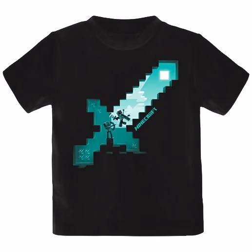 T-skjorte barn Minecraft - Diamond Sword sort (13-14y)