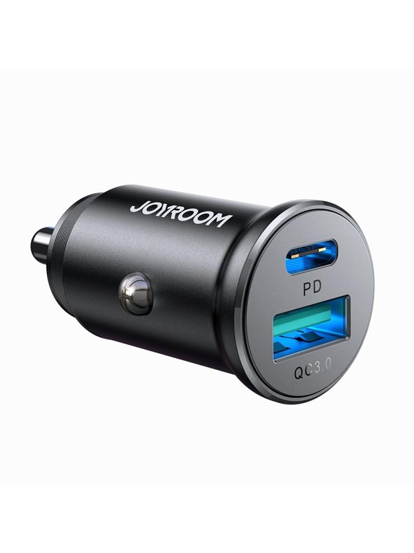 Joyroom JR-CCN05 30W USB-A USB-C mini car charger - black