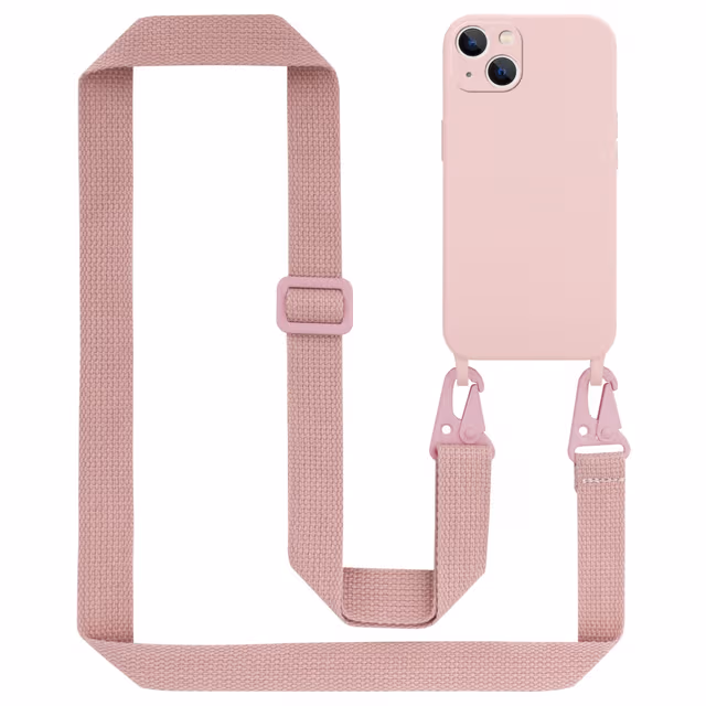 Deksel iPhone 14 med Halskjede (rosa)